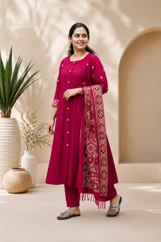 Rani Pink Color Churidar Set