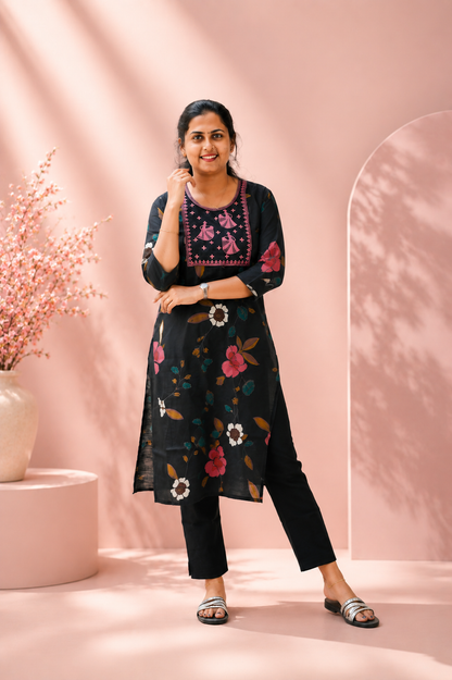 Black Churidar Top and Pants